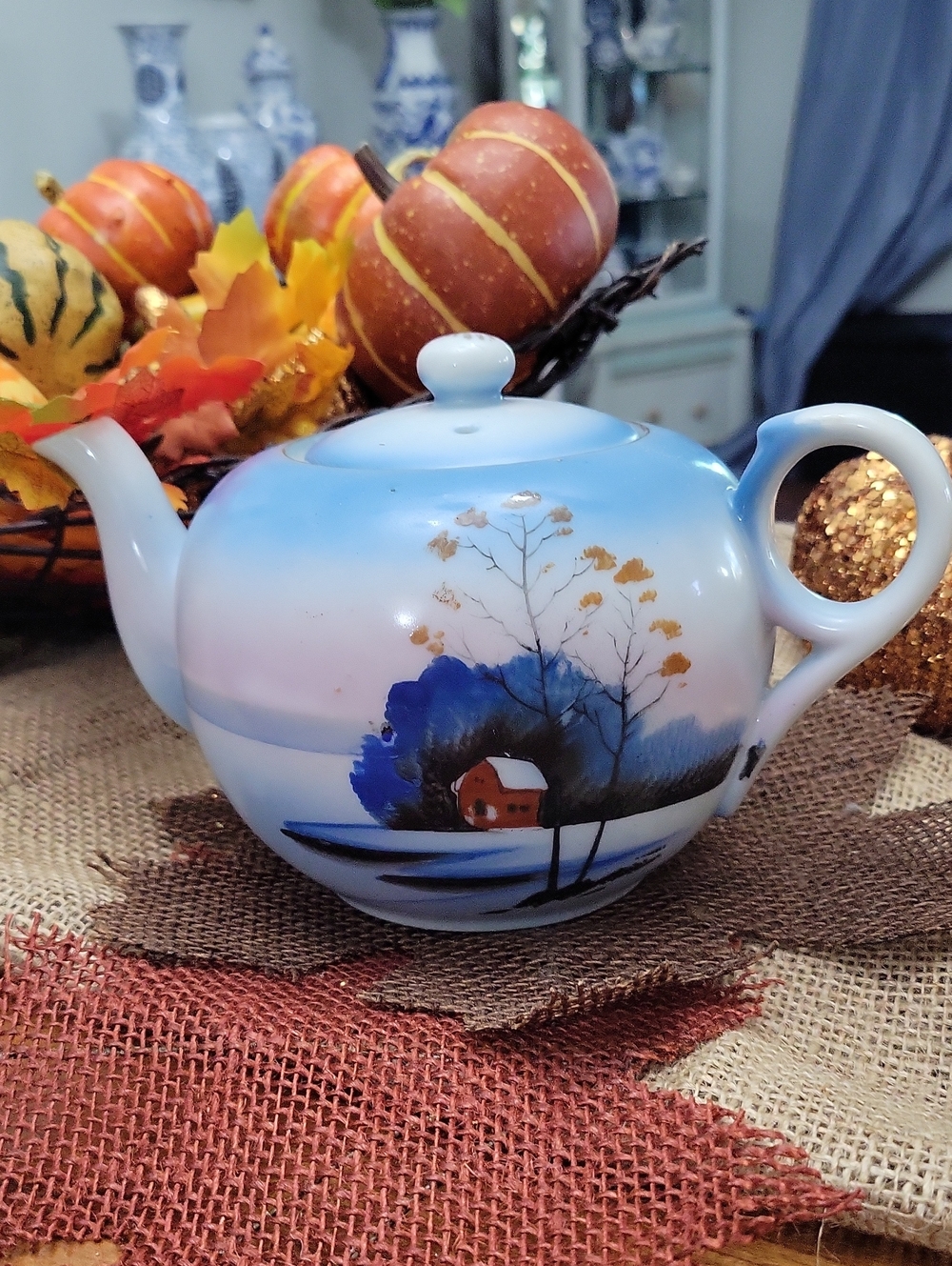 Teapot Vintage Made In Japan With Cabin Landscape T&T brand